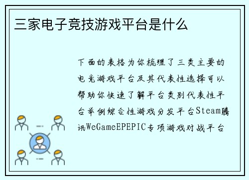 三家电子竞技游戏平台是什么